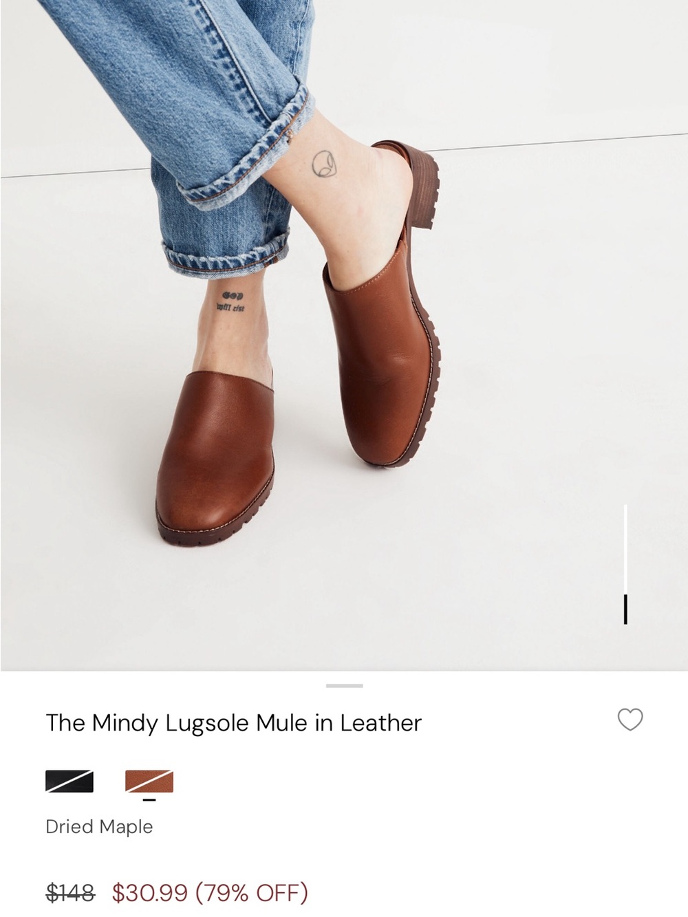 Madewell Dried Maple Leather Lugsole Mule